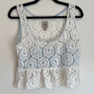 Anthropologie Maeve Lace Overlay Cropped Tank - Large